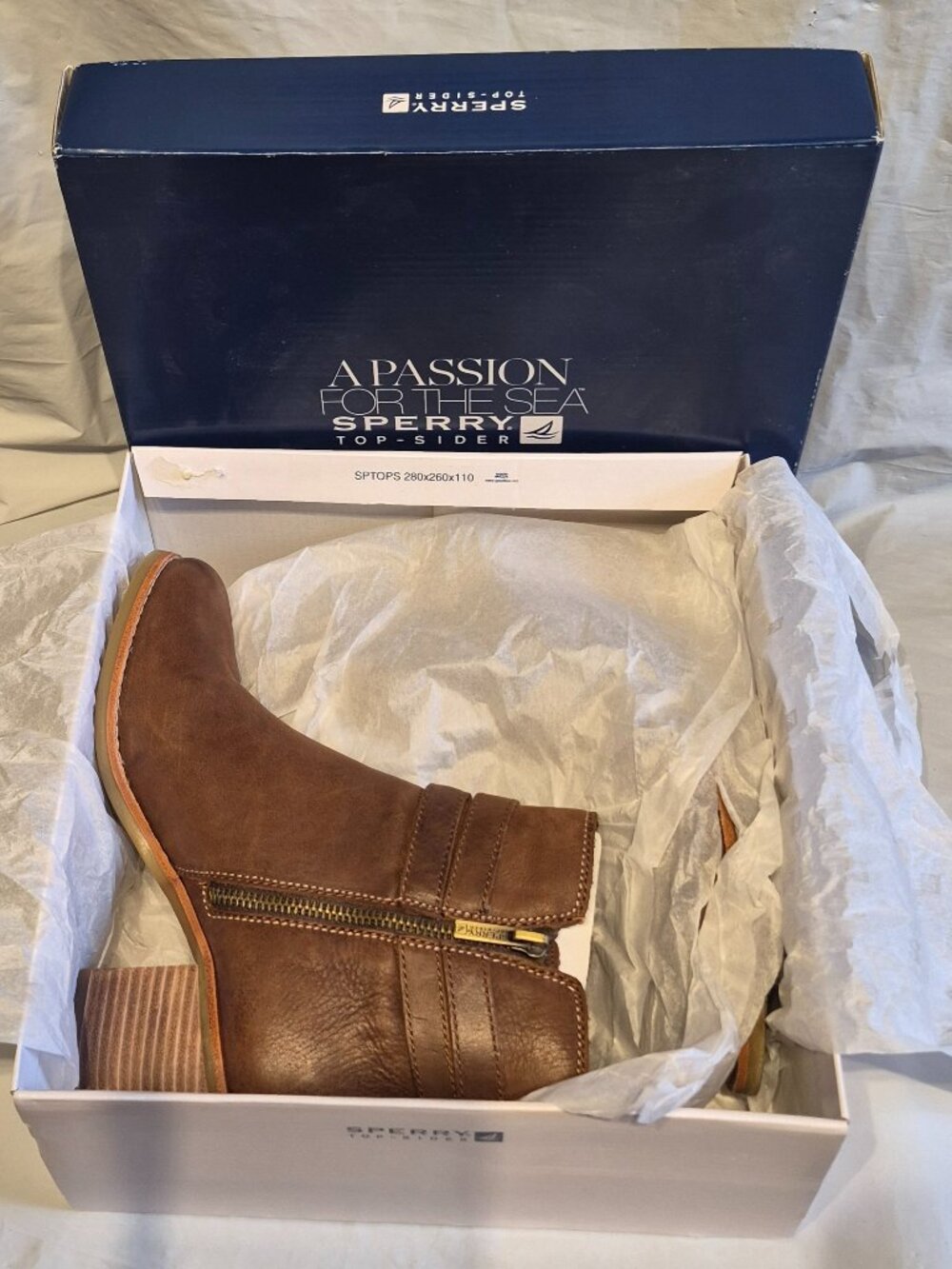 New In Box sz 7M Sperry Top-Sider Dark Brown Chelton Leather Booties - Picture 11 of 11